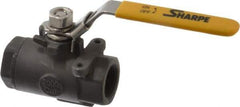 Sharpe Valves - 3/4" Pipe, Standard Port, Carbon Steel Steam Service Ball Valve - 1 Piece, Inline - One Way Flow, FNPT x FNPT Ends, Locking Lever Handle, 2,000 WOG, 250 WSP - USA Tool & Supply