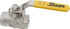 Sharpe Valves - 1/4" Pipe, Standard Port, Stainless Steel Steam Service Ball Valve - 1 Piece, Inline - One Way Flow, FNPT x FNPT Ends, Locking Lever Handle, 2,000 WOG, 250 WSP - USA Tool & Supply