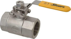 Sharpe Valves - 1-1/2" Pipe, Standard Port, Stainless Steel Steam Service Ball Valve - 1 Piece, Inline - One Way Flow, FNPT x FNPT Ends, Locking Lever Handle, 1,500 WOG, 250 WSP - USA Tool & Supply