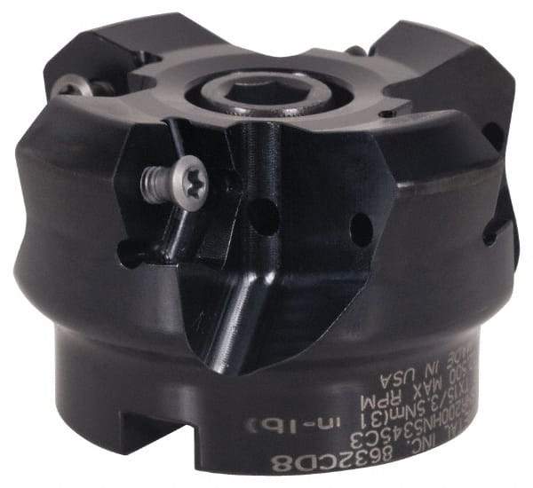 Kennametal - 5" Cut Diam, 1" Arbor Hole, 4.5mm Max Depth of Cut, 45° Indexable Chamfer & Angle Face Mill - 8 Inserts, HNGJ 0905ANENLD Insert, Right Hand Cut, 8 Flutes, Series KSHR - USA Tool & Supply
