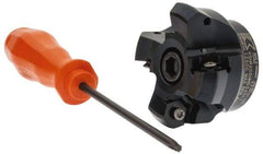 Kennametal - 2" Cut Diam, 3" Arbor Hole, 4.51mm Max Depth of Cut, 45° Indexable Chamfer & Angle Face Mill - 4 Inserts, HNGJ 535-GD Insert, Right Hand Cut, 4 Flutes, Through Coolant, Series KSHR - USA Tool & Supply