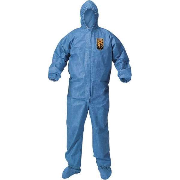 KleenGuard - Size XL Polypropylene General Purpose Coveralls - Blue, Zipper Closure, Elastic Cuffs, Elastic Ankles, Taped Seams - USA Tool & Supply