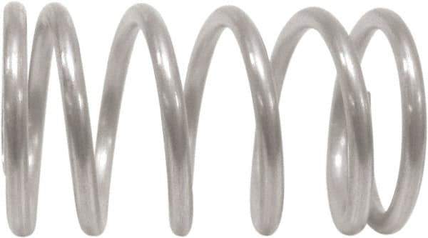 Associated Spring Raymond - 1.85mm OD, 0.25mm Wire, 3mm Free Length, Compression Spring - 13.94 Lb Spring Rating, 2.8 N Max Work Load, Stainless Steel - USA Tool & Supply