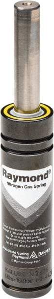 Associated Spring Raymond - M6 Fill Port, M6 Mt Hole, 12mm Rod Diam, 24.9mm Diam, 125mm Max Stroke, Green Nitrogen Gas Spring Cylinder - 170mm Body Length, 295mm OAL, 171 Lb Full Stroke Spring Force, 360 psi Initial Charge - USA Tool & Supply