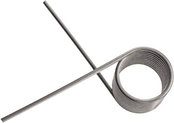 Associated Spring Raymond - 180° Deflection Angle, 0.247" OD, 0.021" Wire Diam, 2 Coils, Torsion Spring - 5/32" Max Tool Size, 1 In/Lb Torque at Leg Length - USA Tool & Supply