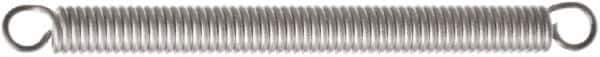 Associated Spring Raymond - 20mm OD, 244.07 N Max Load, 219mm Max Ext Len, Stainless Steel Extension Spring - 14.58 Lb/In Rating, 8.26 Lb Init Tension, 138mm Free Length - USA Tool & Supply