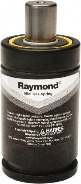 Associated Spring Raymond - 15mm Rod Diam, 24.9mm Diam, 50mm Max Stroke, Nitrogen Gas Spring Cylinder - 80mm Body Length, 130mm OAL, 1,190 Lb Full Stroke Spring Force, 360 psi Initial Charge - USA Tool & Supply