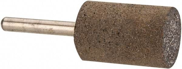 Made in USA - 1" Head Diam x 1-1/2" Thickness, W221, Cylinder End, Aluminum Oxide Mounted Point - Burnt Orange, Very Coarse Grade, 24 Grit, 19,120 RPM - USA Tool & Supply