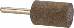 Made in USA - 1" Head Diam x 1-1/2" Thickness, W221, Cylinder End, Aluminum Oxide Mounted Point - Burnt Orange, Very Coarse Grade, 24 Grit, 19,120 RPM - USA Tool & Supply