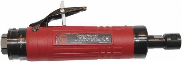 Chicago Pneumatic - 1/4" Collet, Straight Handle, Air Angle Die Grinder - 18,000 RPM, Rear Exhaust, 38.1 CFM, 1.2 hp, 90 psi, 9.5mm Inlet - USA Tool & Supply