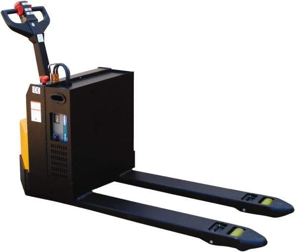 Vestil - 4,500 Lb Capacity, 8-13/64" Lift Electric Pallet Truck - 3.2" Min Lift Height, 48" Fork Length x 27" Fork Width, 30-1/4" Overall Width - USA Tool & Supply