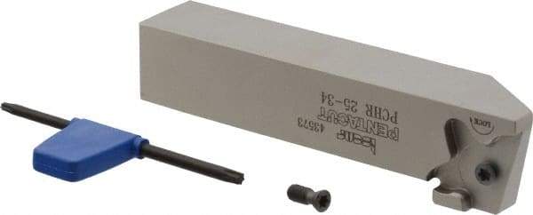 Iscar - External Thread, 0.3937" Max Depth of Cut, 1.5mm Min Groove Width, 135mm OAL, Right Hand Indexable Grooving Cutoff Toolholder - 25mm Shank Height x 25mm Shank Width, PENTA 34.. Insert Style, PCH Toolholder Style, Series PentaCut - USA Tool & Supply