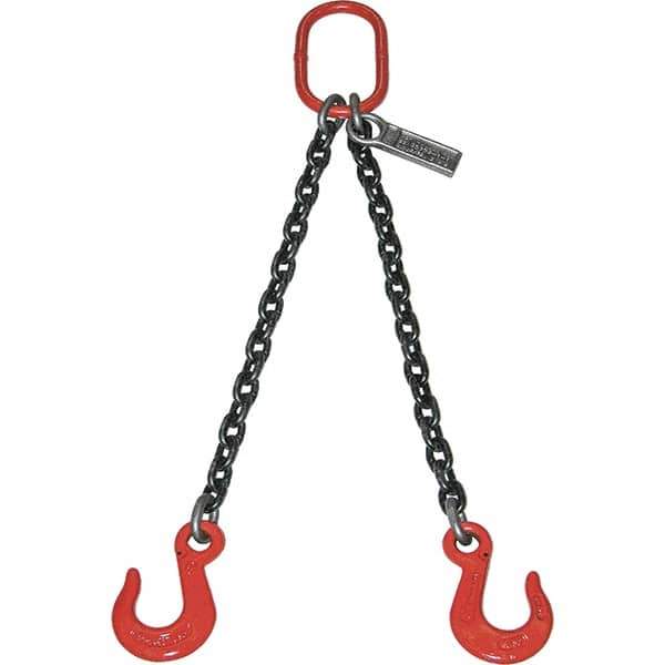Lift-All - 5' Long x 6" Wide, 26,000 Lb Basket Capacity, Alloy Steel Web Sling - 26,000 Lb Choker Capacity, DOS Chain Sling, 1/2" Diam Chain, Natural, Double Style - USA Tool & Supply