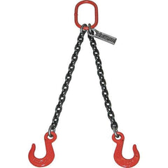 Lift-All - 5' Long x 6" Wide, 26,000 Lb Basket Capacity, Alloy Steel Web Sling - 26,000 Lb Choker Capacity, DOS Chain Sling, 1/2" Diam Chain, Natural, Double Style - USA Tool & Supply