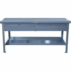 Strong Hold - Stationary Work Benches, Tables Type: Work Table with Drawer Top Material: 7 Gauge Steel - USA Tool & Supply