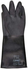 SHOWA - Size L (9), 14" Long, 25 mil Thick, Butyl Chemical Resistant Gloves - Textured Finish, Rolled Cuff, ANSI Abrasion Level 0, ANSI Cut Level 0, ANSI Puncture Level 0, Black - USA Tool & Supply