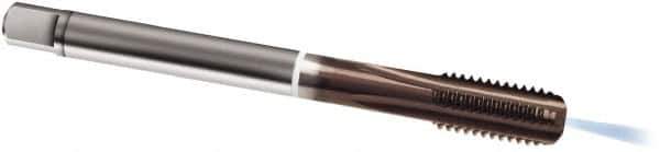 Guhring - M10x1.00 Metric Fine, 4 Flute, TiAlN Finish, Cobalt Spiral Point Tap - Modified Bottoming Chamfer, Right Hand Thread, 90mm OAL, 6HX Class of Fit, Series 347 - Exact Industrial Supply