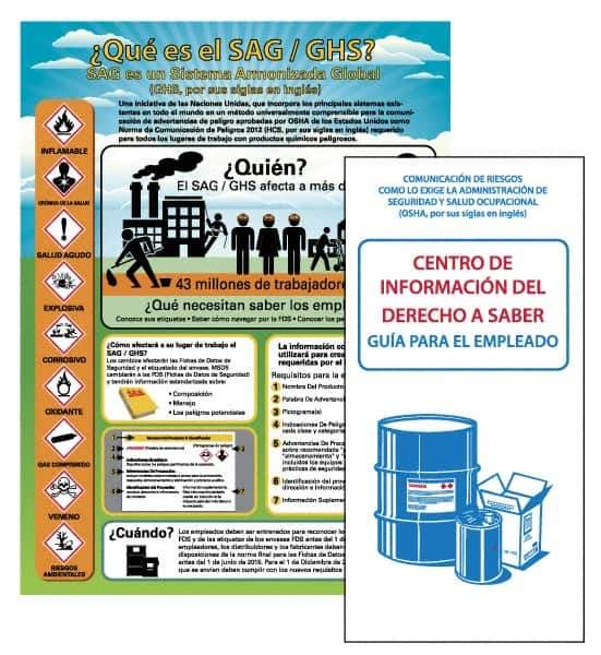 NMC - GHS General Safety & Accident Prevention Training Kit - Spanish, 18" Wide x 24" High, White Background, Includes Poster & Booklets - USA Tool & Supply