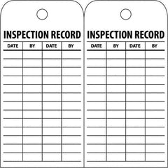 NMC - 3" High x 6" Long, INSPECTION RECORD, English Safety & Facility Inspection Tag - Tag Header: Notice, 2 Sides, White Poly - USA Tool & Supply