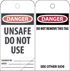 NMC - 3" High x 6" Long, DANGER \x96 DO NOT OPERATE, English Safety & Facility Accident Prevention Tag - Tag Header: Danger, 2 Sides, White Poly - USA Tool & Supply