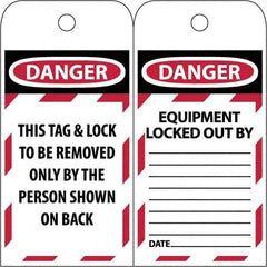 NMC - 3" High x 6" Long, DANGER \x96 DO NOT OPERATE, English Safety & Facility Lockout Tag - Tag Header: Danger, 2 Sides, Black & Red Poly - USA Tool & Supply