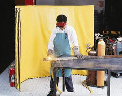 Singer Safety - 9 Ft. Wide x 6 Ft. High, 12 mil Thick Coated Vinyl Roll Up Welding Screen Kit - Yellow with Carrying Handle and Tie Strap - USA Tool & Supply