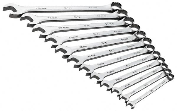 SK - 12 Piece, 8 to 19mm, 12 Point Combination Wrench Set - USA Tool & Supply