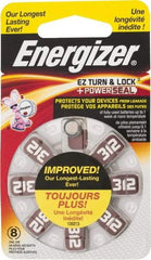Energizer - Size 312, Zinc Air, 1 Pack, Hearing Aid Battery - 1.4 Volts, Button Tab Terminal, PR41 - USA Tool & Supply