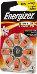 Energizer - Size 13, Zinc Air, 1 Pack, Hearing Aid Battery - 1.4 Volts, Button Tab Terminal, PR48 - USA Tool & Supply