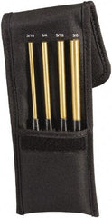 Starrett - 4 Piece, 3/16 to 3/8", Pin Punch Set - Round Shank, Brass, Comes in Pouch - USA Tool & Supply