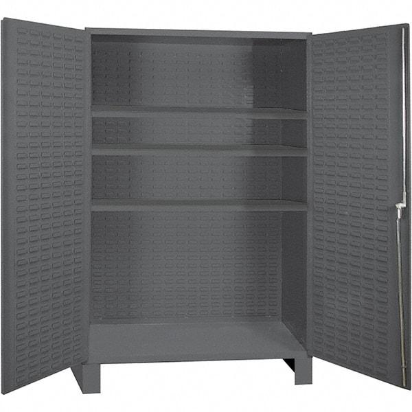 Durham - 3 Shelf Locking Storage Cabinet - Steel, 60" Wide x 24" Deep x 84" High, Gray - USA Tool & Supply