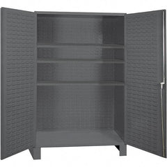 Durham - 3 Shelf Locking Storage Cabinet - Steel, 60" Wide x 24" Deep x 84" High, Gray - USA Tool & Supply