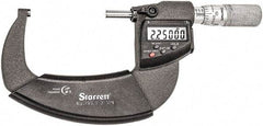 Starrett - 2 to 3" Range, Standard Throat IP67 Electronic Outside Micrometer - Friction Thimble, Carbide Face, CR2032 Battery - USA Tool & Supply