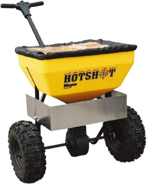 Meyer Products - 70 Lb Carbon Steel & Polypropylene Walk Behind Broadcast Landscape Spreader - 13" Pneumatic Wheels - USA Tool & Supply