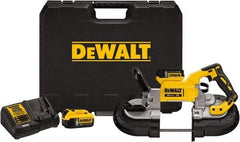 DeWALT - 20 Volt, 44-7/8" Blade, 490 SFPM Cordless Portable Bandsaw - 4-3/4" (Round) & 5" x 4-3/4" (Rectangle) Cutting Capacity, Lithium-Ion Battery Included - USA Tool & Supply