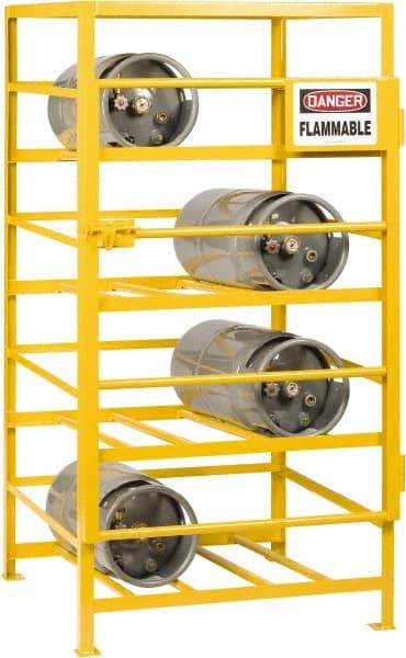 Little Giant - 8 Cylinder, Yellow Cylinder Storage Unit - 36" Wide x 70" High x 36" Deep - USA Tool & Supply