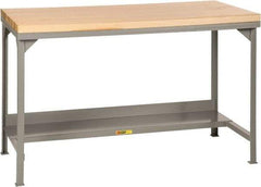 Little Giant - 72 Wide x 36" Deep x 37-3/4" High, Butcher Block Workbench - Straight Edge, Fixed Legs, Gray - USA Tool & Supply