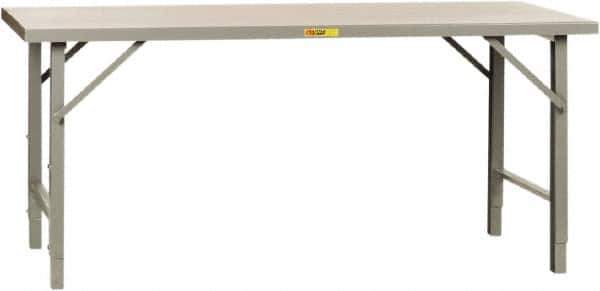 Little Giant - 84 Wide x 36" Deep x 42" High, Steel Heavy-Duty Folding Leg Table - Straight Edge, Adjustable Height Folding Legs, Gray - USA Tool & Supply