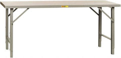 Little Giant - 72 Wide x 30" Deep x 42" High, Steel Heavy-Duty Folding Leg Table - Straight Edge, Adjustable Height Folding Legs, Gray - USA Tool & Supply