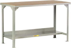Little Giant - 84 Wide x 36" Deep x 36" High, Hardboard on Steel Workbench - Straight Edge, Fixed Legs, Gray - USA Tool & Supply