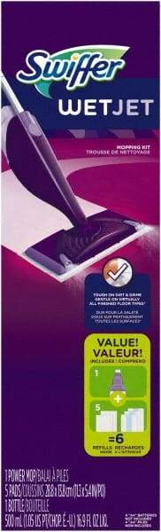 Swiffer - Silver, Purple & White Mopping Kit - 7" Long x 5" Wide Head, 46" Long Handle, Microfiber Head - USA Tool & Supply