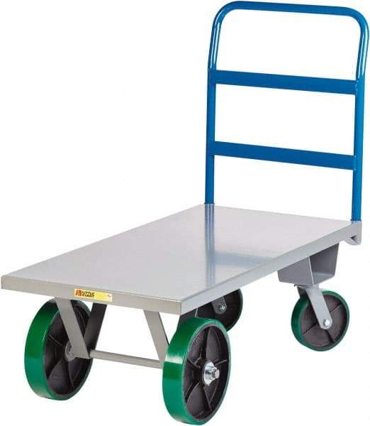 Little Giant - 4,000 Lb Capacity Steel Platform Truck - Steel Deck, 30" OAW, Polyurethane Casters - USA Tool & Supply