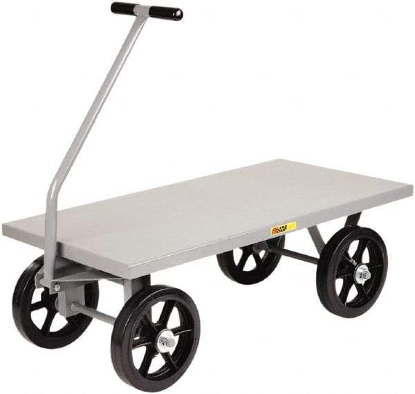 Little Giant - 3,500 Lb Capacity Steel Heavy-Duty Wagon - Steel Deck, 30" OAW, Mold On Rubber Casters - USA Tool & Supply