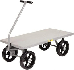 Little Giant - 3,500 Lb Capacity Steel Heavy-Duty Wagon - Steel Deck, 30" OAW, Mold On Rubber Casters - USA Tool & Supply