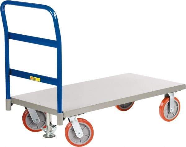 Little Giant - 3,600 Lb Capacity Steel Platform Truck - Steel Deck, 30" OAW, Polyurethane Casters - USA Tool & Supply