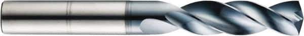 SGS - 3mm 145° Solid Carbide Jobber Drill - AlTiN Finish, Right Hand Cut, Spiral Flute, Straight Shank, 66mm OAL - USA Tool & Supply