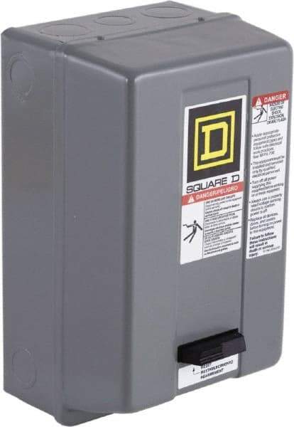 Square D - 120 Coil VAC at 60 Hz, 9 Amp, Nonreversible Enclosed Enclosure NEMA Motor Starter - 1 hp at 1 Phase, 1 Enclosure Rating - USA Tool & Supply