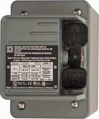 Square D - 3 Poles, 30 Amp, NEMA, Enclosed Toggle Manual Motor Starter - 1 hp at 90 VDC, 10 hp at 460 VAC, 10 hp at 575 VAC, 1-1/2 hp at 230 VDC, 2 hp at 115 VAC, 2 hp at 115 VDC & 7-1/2 hp at 230 VAC, CE, CSA, NEMA 4 & UL Listed - USA Tool & Supply