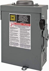 Square D - 30 Amp, 240 V, 3 Pole Nonfused Safety Switch - NEMA 3R, 3 hp at 240 VAC (Single Phase), 7.5 hp at 240 VAC (Triple Phase), 3PST Contact Form - USA Tool & Supply