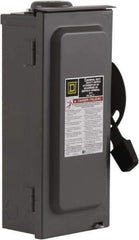 Square D - 60 Amp, 240 V, 3 Pole Fused Safety Switch - NEMA 3R, 10 hp at 240 VAC (Single Phase), 15 hp at 240 VAC (Triple Phase), 3PST Contact Form - USA Tool & Supply